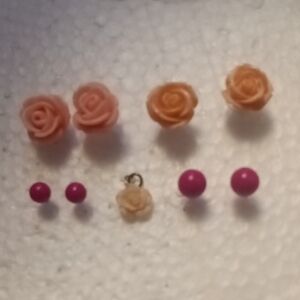 Elegant Floral and Bead Earring Set